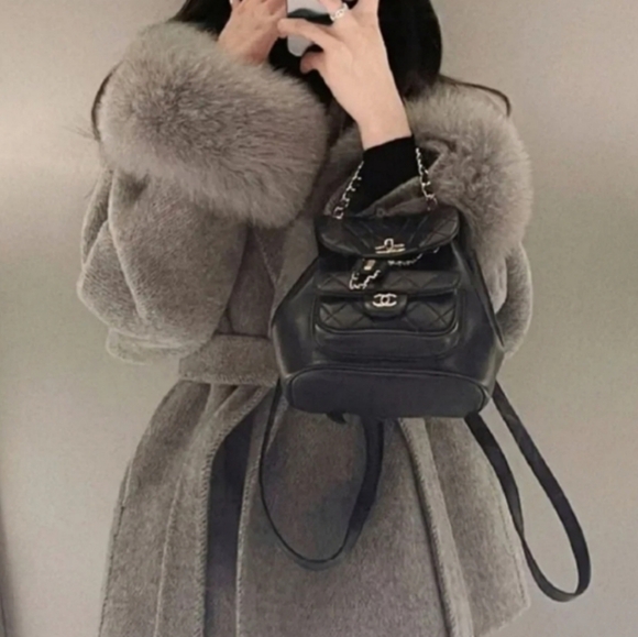 Jackets & Blazers - Wool Strapping Real Wool Fur Coat Women's Removable Cuffs Fox Fur
